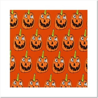 Funny Halloween Pumpkin Pattern Posters and Art